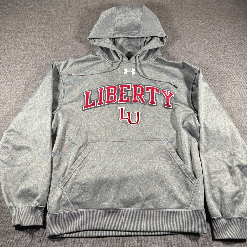 Under Armour Hoodie Mens Small Gray Liberty University LU Storm Sweatshirt